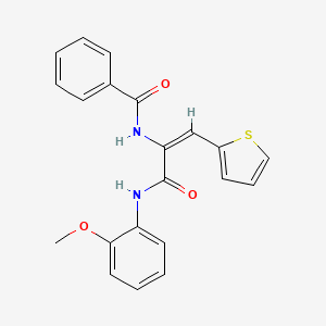 molecular formula C21H18N2O3S B3883604 N-[(E)-3-(2-methoxyanilino)-3-oxo-1-thiophen-2-ylprop-1-en-2-yl]benzamide 