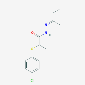 molecular formula C13H17ClN2OS B3883650 N-[(E)-butan-2-ylideneamino]-2-(4-chlorophenyl)sulfanylpropanamide 