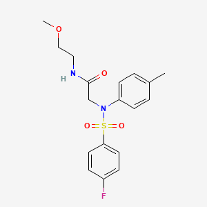 molecular formula C18H21FN2O4S B3883839 N~2~-[(4-fluorophenyl)sulfonyl]-N~1~-(2-methoxyethyl)-N~2~-(4-methylphenyl)glycinamide 