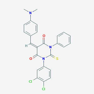 molecular formula C25H19Cl2N3O2S B388387 1-(3,4-dichlorophenyl)-5-[4-(dimethylamino)benzylidene]-3-phenyl-2-thioxodihydro-4,6(1H,5H)-pyrimidinedione 