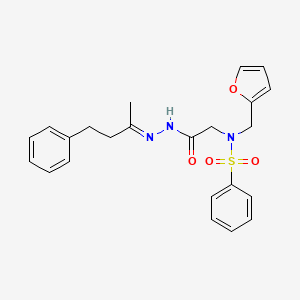 molecular formula C23H25N3O4S B3883970 N-(2-furylmethyl)-N-{2-[2-(1-methyl-3-phenylpropylidene)hydrazino]-2-oxoethyl}benzenesulfonamide 
