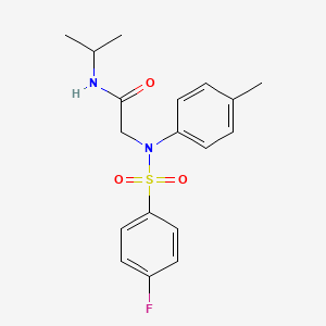 molecular formula C18H21FN2O3S B3883983 N~2~-[(4-fluorophenyl)sulfonyl]-N~1~-isopropyl-N~2~-(4-methylphenyl)glycinamide 