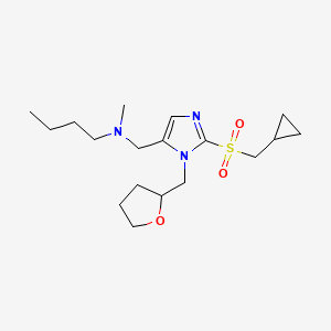 molecular formula C18H31N3O3S B3884006 N-[[2-(cyclopropylmethylsulfonyl)-3-(oxolan-2-ylmethyl)imidazol-4-yl]methyl]-N-methylbutan-1-amine 