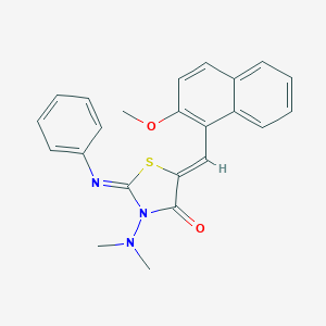 molecular formula C23H21N3O2S B388410 3-(Dimethylamino)-5-[(2-methoxy-1-naphthyl)methylene]-2-(phenylimino)-1,3-thiazolidin-4-one 