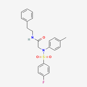 molecular formula C23H23FN2O3S B3884119 N~2~-[(4-fluorophenyl)sulfonyl]-N~2~-(4-methylphenyl)-N~1~-(2-phenylethyl)glycinamide 