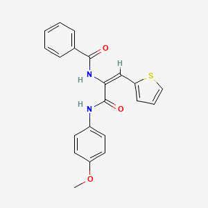molecular formula C21H18N2O3S B3884191 N-[(E)-3-(4-methoxyanilino)-3-oxo-1-thiophen-2-ylprop-1-en-2-yl]benzamide 