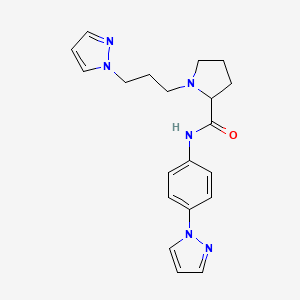 molecular formula C20H24N6O B3884306 N-(4-pyrazol-1-ylphenyl)-1-(3-pyrazol-1-ylpropyl)pyrrolidine-2-carboxamide 