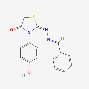 molecular formula C16H13N3O2S B3884339 benzaldehyde [3-(4-hydroxyphenyl)-4-oxo-1,3-thiazolidin-2-ylidene]hydrazone 