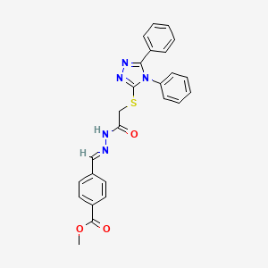 molecular formula C25H21N5O3S B3884360 methyl 4-[(E)-(2-{[(4,5-diphenyl-4H-1,2,4-triazol-3-yl)sulfanyl]acetyl}hydrazinylidene)methyl]benzoate 