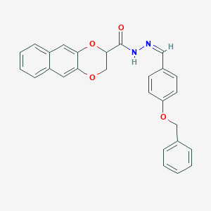 molecular formula C27H22N2O4 B3884420 N-[(Z)-(4-phenylmethoxyphenyl)methylideneamino]-2,3-dihydrobenzo[g][1,4]benzodioxine-3-carboxamide 