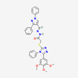 molecular formula C35H31N7O4S B3884434 N'-[(1,3-diphenyl-1H-pyrazol-4-yl)methylene]-2-{[4-phenyl-5-(3,4,5-trimethoxyphenyl)-4H-1,2,4-triazol-3-yl]thio}acetohydrazide 