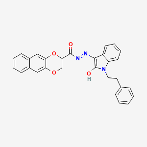 molecular formula C29H23N3O4 B3884493 N-[2-hydroxy-1-(2-phenylethyl)indol-3-yl]imino-2,3-dihydrobenzo[g][1,4]benzodioxine-3-carboxamide 
