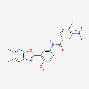 molecular formula C23H19N3O5 B3884542 N-[3-(5,6-dimethyl-1,3-benzoxazol-2-yl)-4-hydroxyphenyl]-4-methyl-3-nitrobenzamide 