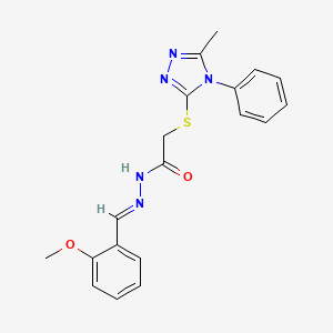 molecular formula C19H19N5O2S B3884558 N-[(E)-(2-methoxyphenyl)methylideneamino]-2-[(5-methyl-4-phenyl-1,2,4-triazol-3-yl)sulfanyl]acetamide 
