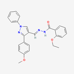 molecular formula C26H24N4O3 B3884624 2-ethoxy-N'-{[3-(4-methoxyphenyl)-1-phenyl-1H-pyrazol-4-yl]methylene}benzohydrazide 