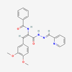 molecular formula C24H22N4O4 B3884653 N-(2-(3,4-dimethoxyphenyl)-1-{[2-(2-pyridinylmethylene)hydrazino]carbonyl}vinyl)benzamide 