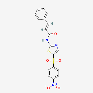 molecular formula C18H13N3O5S2 B3884722 N-{5-[(4-nitrophenyl)sulfonyl]-1,3-thiazol-2-yl}-3-phenylacrylamide 