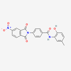 molecular formula C22H15N3O6 B3884755 N-(2-hydroxy-5-methylphenyl)-4-(5-nitro-1,3-dioxo-1,3-dihydro-2H-isoindol-2-yl)benzamide 