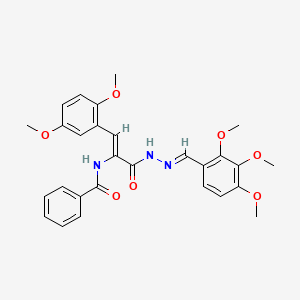 molecular formula C28H29N3O7 B3884773 N-(2-(2,5-dimethoxyphenyl)-1-{[2-(2,3,4-trimethoxybenzylidene)hydrazino]carbonyl}vinyl)benzamide 