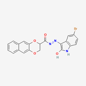 molecular formula C21H14BrN3O4 B3884780 N-[(5-bromo-2-hydroxy-1H-indol-3-yl)imino]-2,3-dihydrobenzo[g][1,4]benzodioxine-3-carboxamide 