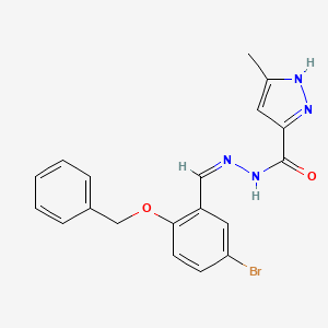 molecular formula C19H17BrN4O2 B3884813 N'-[2-(benzyloxy)-5-bromobenzylidene]-3-methyl-1H-pyrazole-5-carbohydrazide 