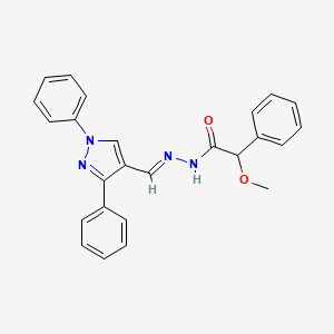molecular formula C25H22N4O2 B3884826 N'-[(1,3-diphenyl-1H-pyrazol-4-yl)methylene]-2-methoxy-2-phenylacetohydrazide 