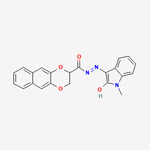 molecular formula C22H17N3O4 B3884830 N'-[(3E)-1-methyl-2-oxo-1,2-dihydro-3H-indol-3-ylidene]-2,3-dihydronaphtho[2,3-b][1,4]dioxine-2-carbohydrazide CAS No. 5753-83-3