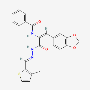 molecular formula C23H19N3O4S B3884836 N-[2-(1,3-benzodioxol-5-yl)-1-({2-[(3-methyl-2-thienyl)methylene]hydrazino}carbonyl)vinyl]benzamide 