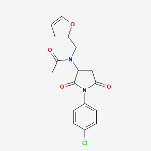 molecular formula C17H15ClN2O4 B3884871 N-[1-(4-chlorophenyl)-2,5-dioxopyrrolidin-3-yl]-N-(furan-2-ylmethyl)acetamide 