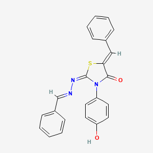 molecular formula C23H17N3O2S B3884895 benzaldehyde [5-benzylidene-3-(4-hydroxyphenyl)-4-oxo-1,3-thiazolidin-2-ylidene]hydrazone 
