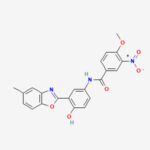 molecular formula C22H17N3O6 B3884901 N-[4-hydroxy-3-(5-methyl-1,3-benzoxazol-2-yl)phenyl]-4-methoxy-3-nitrobenzamide 