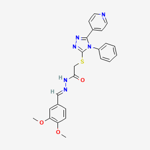 molecular formula C24H22N6O3S B3884933 N'-(3,4-dimethoxybenzylidene)-2-{[4-phenyl-5-(4-pyridinyl)-4H-1,2,4-triazol-3-yl]thio}acetohydrazide 