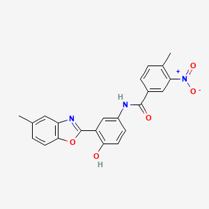 molecular formula C22H17N3O5 B3884983 N-[4-hydroxy-3-(5-methyl-1,3-benzoxazol-2-yl)phenyl]-4-methyl-3-nitrobenzamide 
