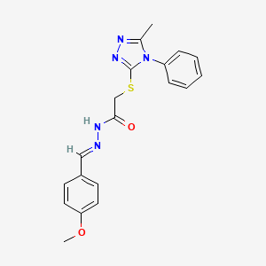 molecular formula C19H19N5O2S B3885038 N-[(E)-(4-methoxyphenyl)methylideneamino]-2-[(5-methyl-4-phenyl-1,2,4-triazol-3-yl)sulfanyl]acetamide 
