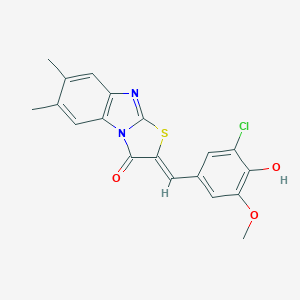 molecular formula C19H15ClN2O3S B388516 (2Z)-2-(3-chloro-4-hydroxy-5-methoxybenzylidene)-6,7-dimethyl[1,3]thiazolo[3,2-a]benzimidazol-3(2H)-one 