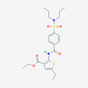 molecular formula C22H30N2O5S2 B388523 ETHYL 2-[4-(DIPROPYLSULFAMOYL)BENZAMIDO]-5-ETHYLTHIOPHENE-3-CARBOXYLATE 