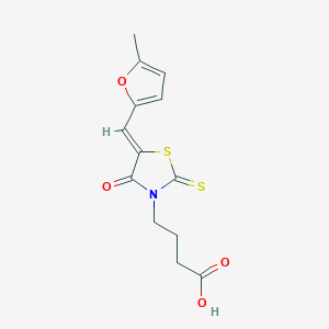 molecular formula C13H13NO4S2 B3885408 4-{(5Z)-5-[(5-methylfuran-2-yl)methylidene]-4-oxo-2-thioxo-1,3-thiazolidin-3-yl}butanoic acid 