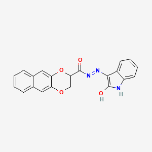 molecular formula C21H15N3O4 B3885515 N'-[(3E)-2-oxo-1,2-dihydro-3H-indol-3-ylidene]-2,3-dihydronaphtho[2,3-b][1,4]dioxine-2-carbohydrazide 