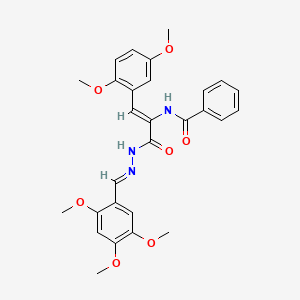 molecular formula C28H29N3O7 B3885520 N-(2-(2,5-dimethoxyphenyl)-1-{[2-(2,4,5-trimethoxybenzylidene)hydrazino]carbonyl}vinyl)benzamide 