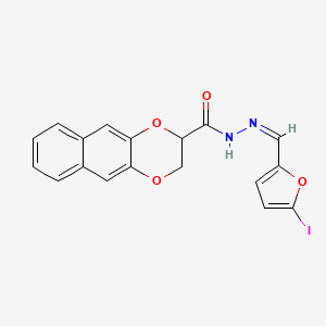 molecular formula C18H13IN2O4 B3885529 N-[(Z)-(5-iodofuran-2-yl)methylideneamino]-2,3-dihydrobenzo[g][1,4]benzodioxine-3-carboxamide 