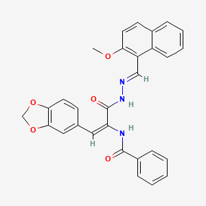 molecular formula C29H23N3O5 B3885577 N-[2-(1,3-benzodioxol-5-yl)-1-({2-[(2-methoxy-1-naphthyl)methylene]hydrazino}carbonyl)vinyl]benzamide 