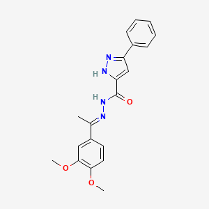 molecular formula C20H20N4O3 B3885626 N'-[(1E)-1-(3,4-dimethoxyphenyl)ethylidene]-3-phenyl-1H-pyrazole-5-carbohydrazide 