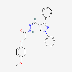 molecular formula C25H22N4O3 B3885707 N-[(Z)-(1,3-diphenylpyrazol-4-yl)methylideneamino]-2-(4-methoxyphenoxy)acetamide 