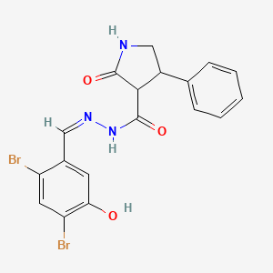 molecular formula C18H15Br2N3O3 B3885776 N'-(2,4-dibromo-5-hydroxybenzylidene)-2-oxo-4-phenyl-3-pyrrolidinecarbohydrazide 