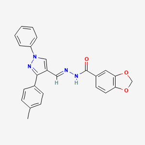 molecular formula C25H20N4O3 B3885815 N'-{[3-(4-methylphenyl)-1-phenyl-1H-pyrazol-4-yl]methylene}-1,3-benzodioxole-5-carbohydrazide 