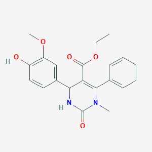 molecular formula C21H22N2O5 B388586 Ethyl 4-(4-hydroxy-3-methoxyphenyl)-1-methyl-2-oxo-6-phenyl-1,2,3,4-tetrahydropyrimidine-5-carboxylate CAS No. 304864-73-1