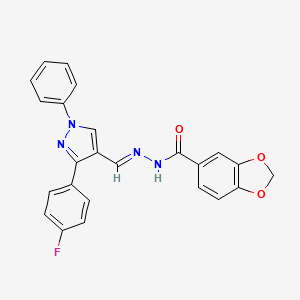 molecular formula C24H17FN4O3 B3885934 N'-{[3-(4-fluorophenyl)-1-phenyl-1H-pyrazol-4-yl]methylene}-1,3-benzodioxole-5-carbohydrazide 