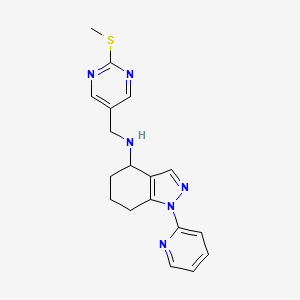 molecular formula C18H20N6S B3886037 N-{[2-(methylthio)-5-pyrimidinyl]methyl}-1-(2-pyridinyl)-4,5,6,7-tetrahydro-1H-indazol-4-amine 