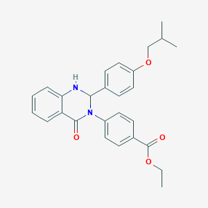 molecular formula C27H28N2O4 B388604 ethyl 4-(2-(4-isobutoxyphenyl)-4-oxo-1,4-dihydro-3(2H)-quinazolinyl)benzoate 