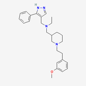 molecular formula C27H36N4O B3886083 N-[[1-[2-(3-methoxyphenyl)ethyl]piperidin-3-yl]methyl]-N-[(5-phenyl-1H-pyrazol-4-yl)methyl]ethanamine 